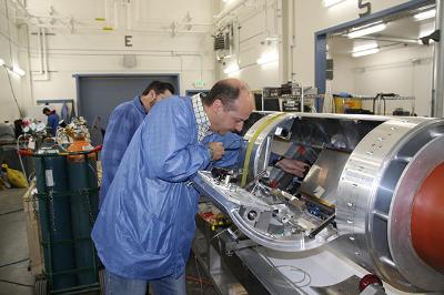 UM Professor Galeazzi inspects the rocket before launch in Alaska